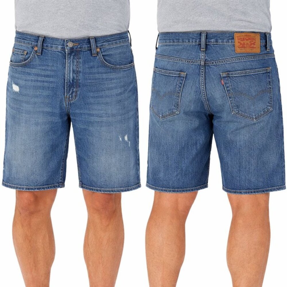 Levi’s 501 Cotton Denim Indigo Washed Distressed Shorts 44 NWT